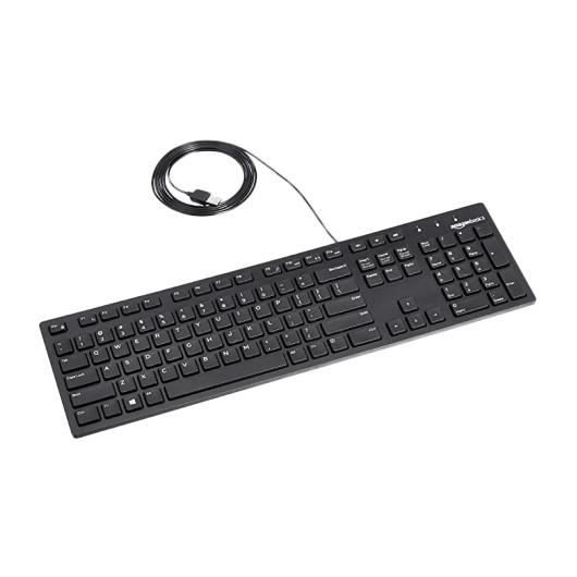 Amazon Basics Matte Black Wired Keyboard - US Layout (QWERTY)